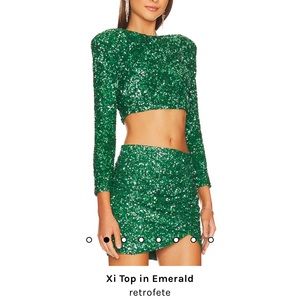 retrofete Xi top and skirt set in emerald